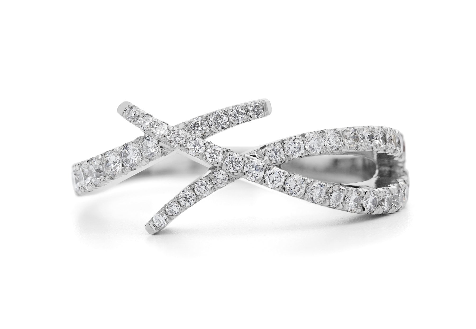 Platinum criss cross deals ring