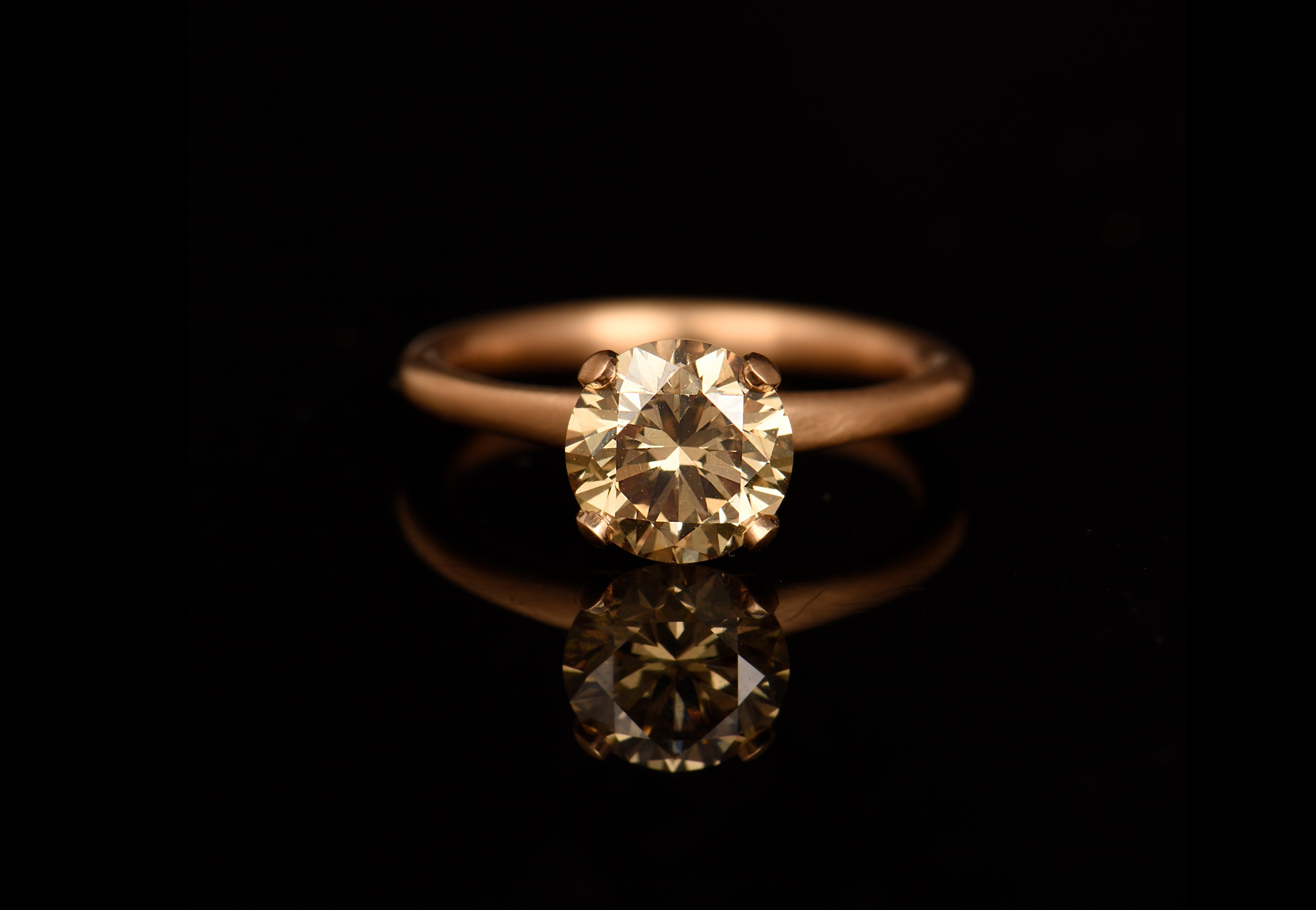 18ct Rose Gold Cognac Diamond Solitaire Engagement Ring