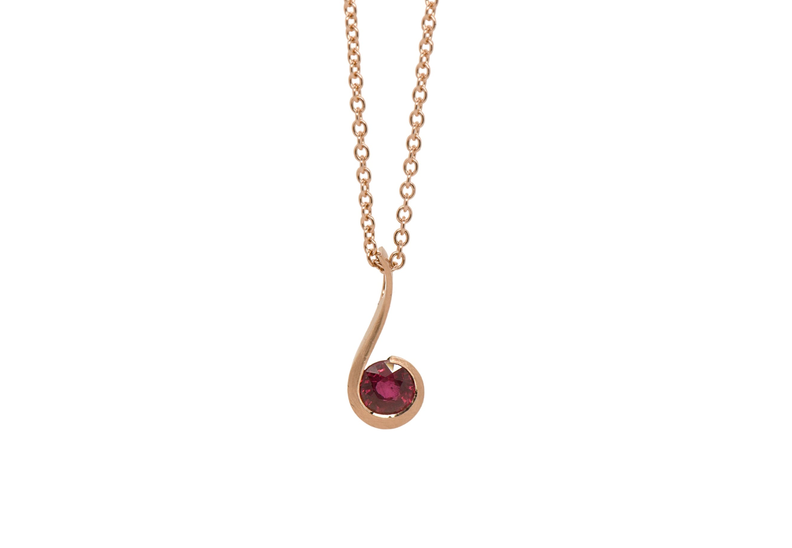 18ct Rose Gold Ruby Twist Pendant