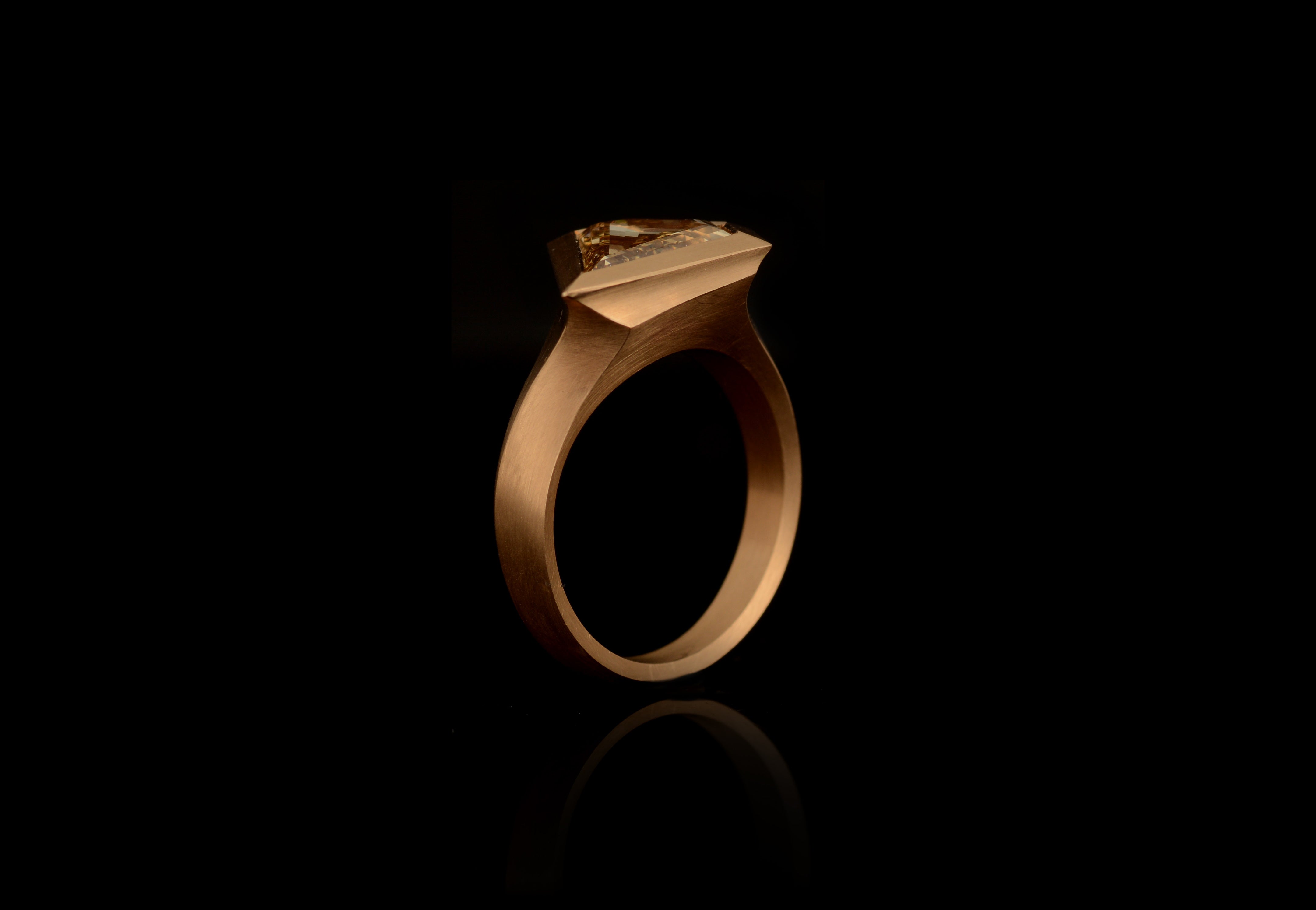 18ct Rose Gold Shield Cognac Diamond Aegis Ring