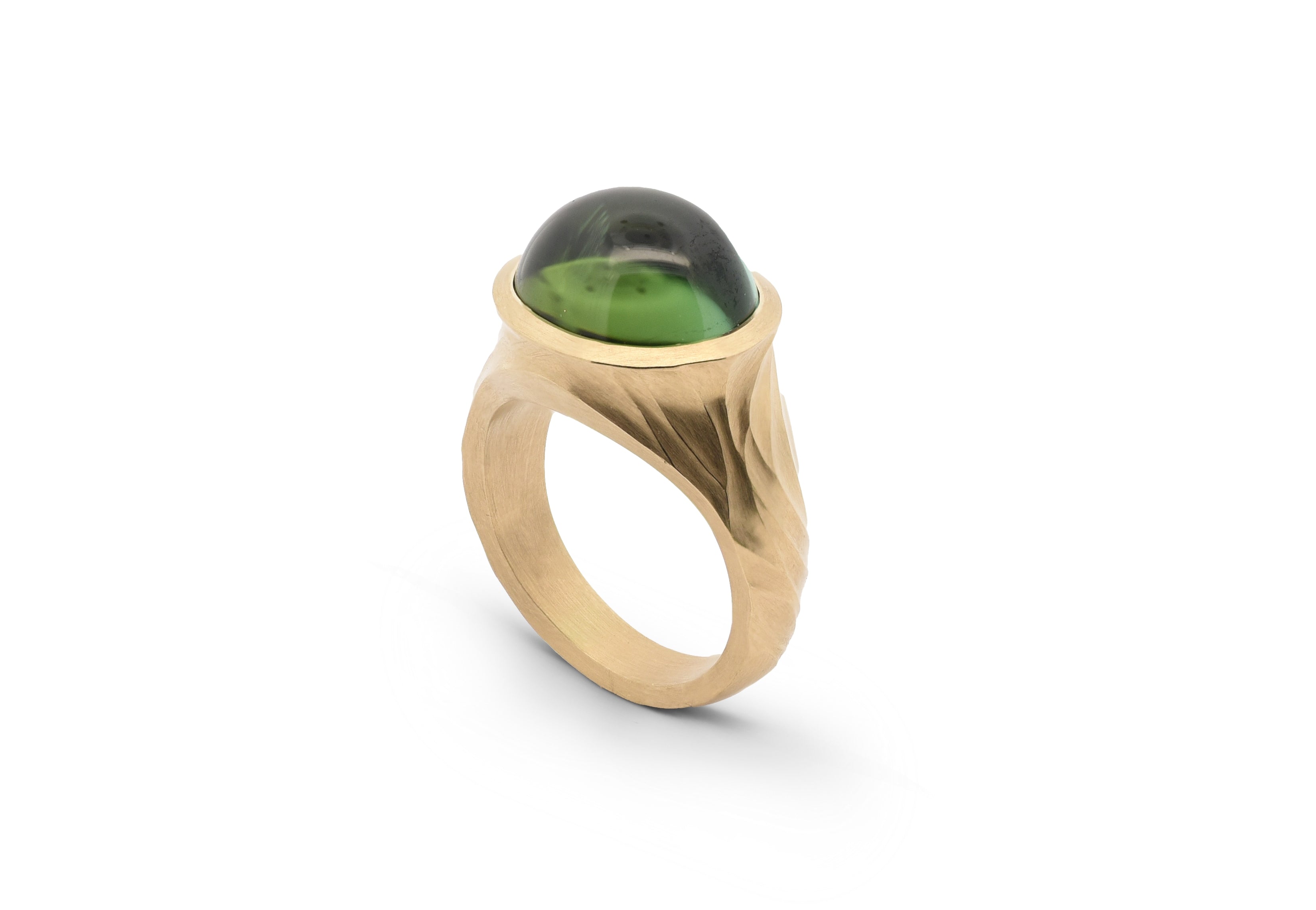 Yellow gold and cabochon tourmaline Arris ring