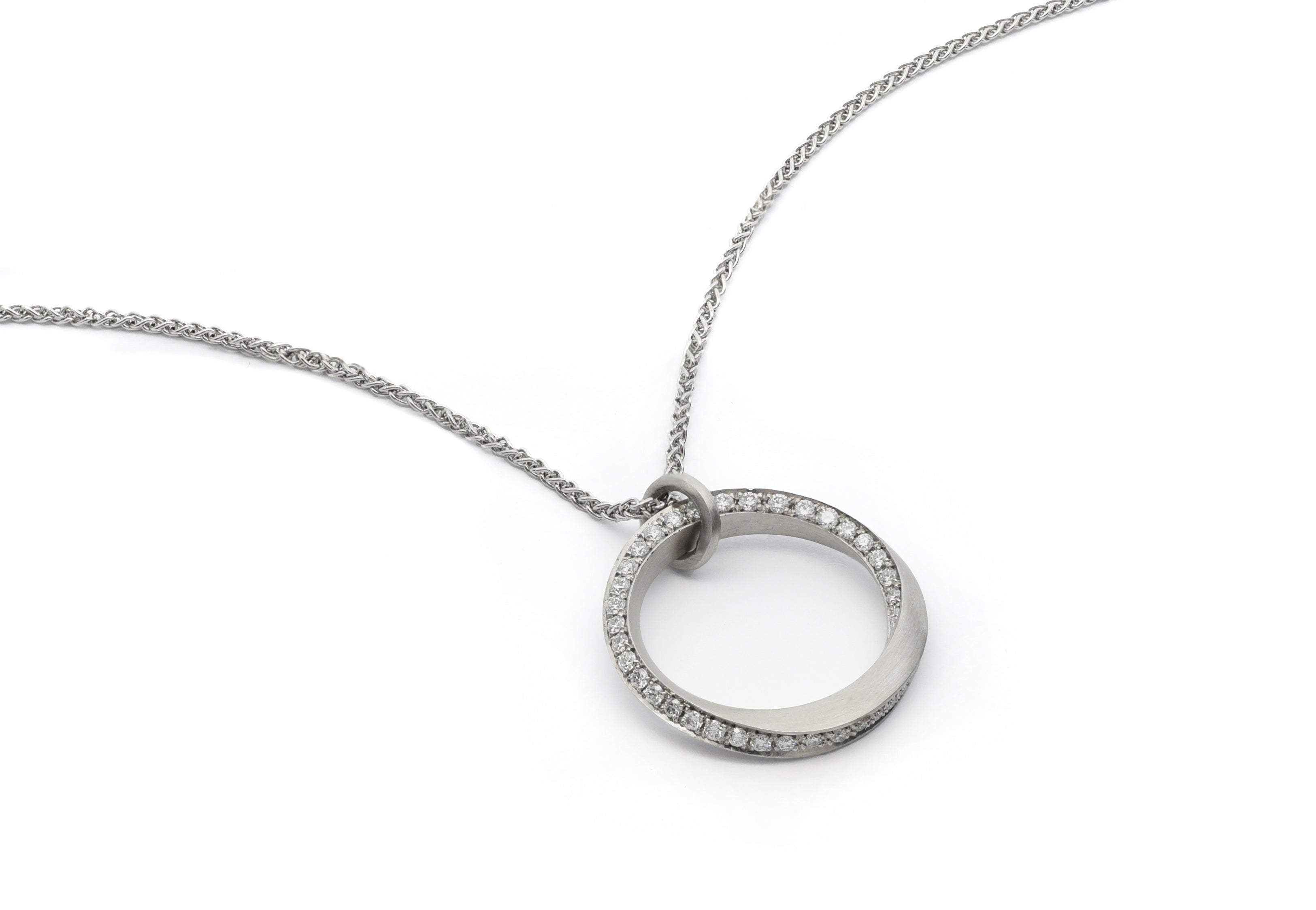 Platinum Mobius and diamond pendant