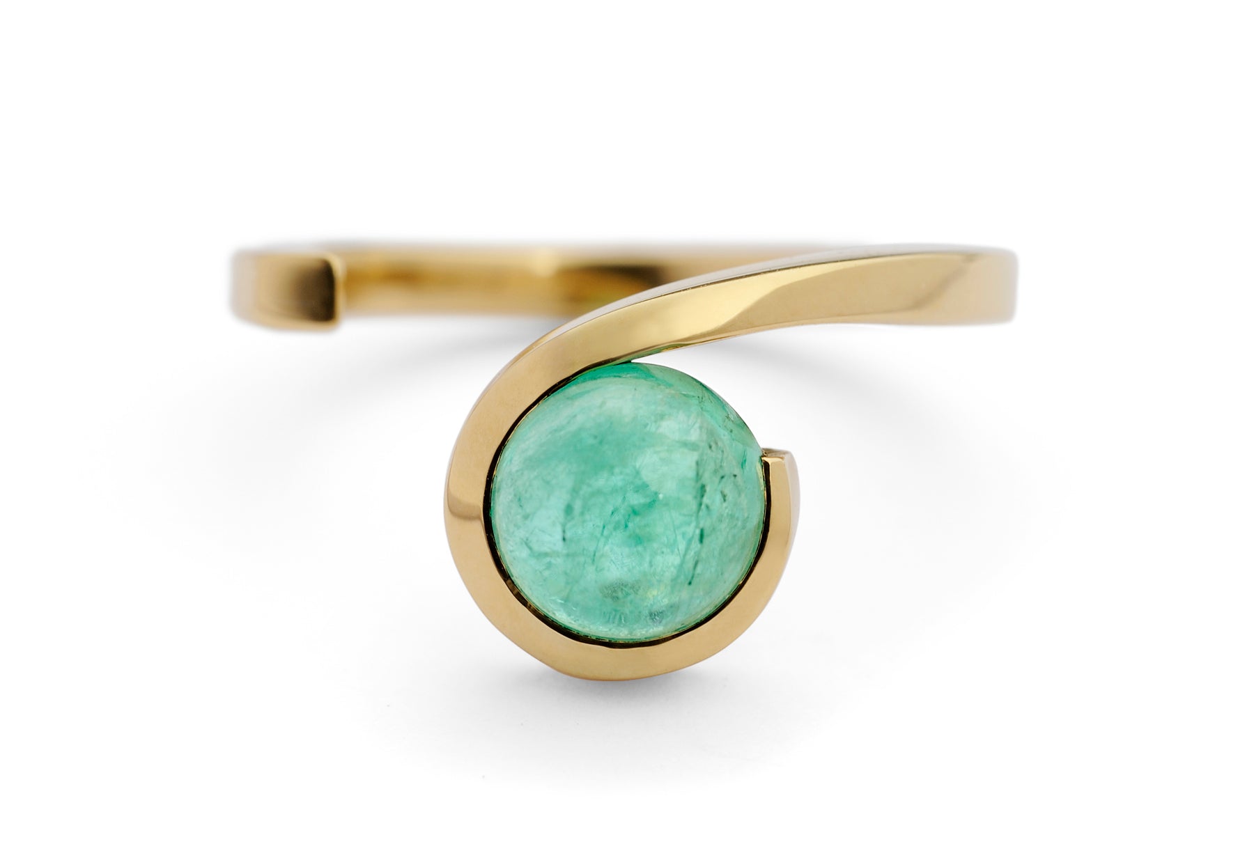 18 carat yellow gold and paraiba tourmaline Twist ring