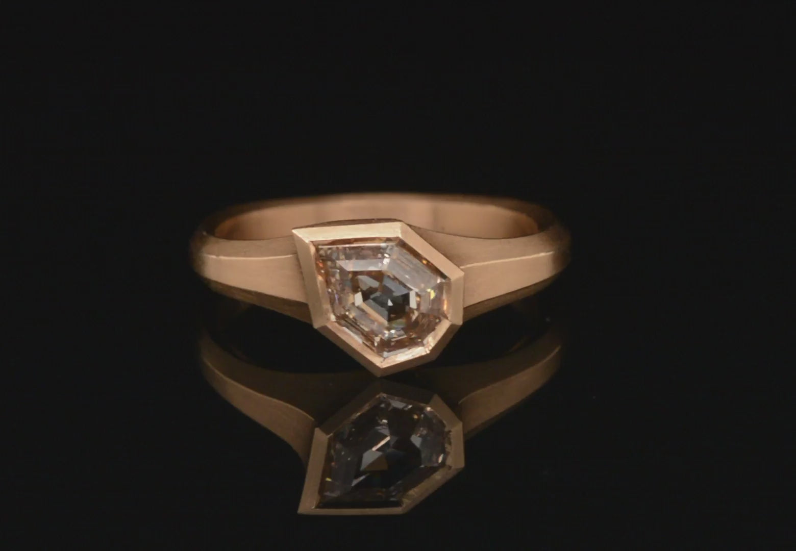 empress cut rose gold diamond ring