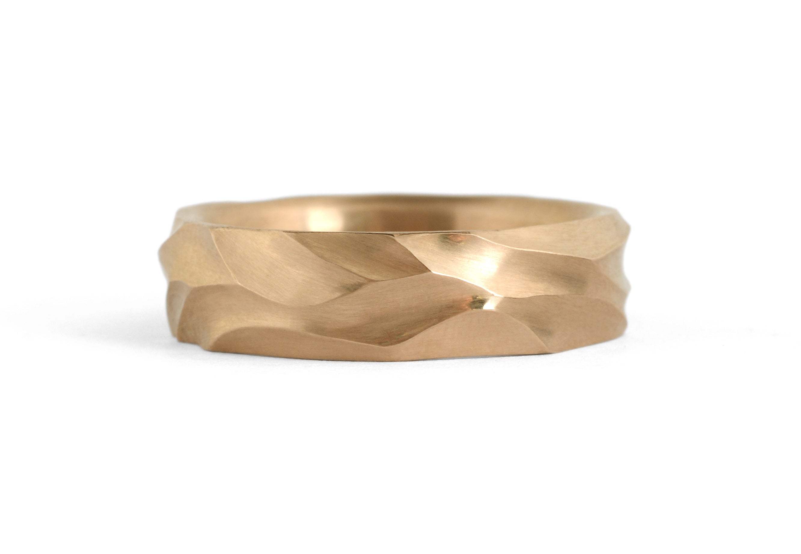 Dune - Hand carved mens 18ct rose gold wedding band