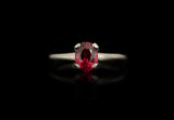 Sculpted platinum 4-claw red spinel ring