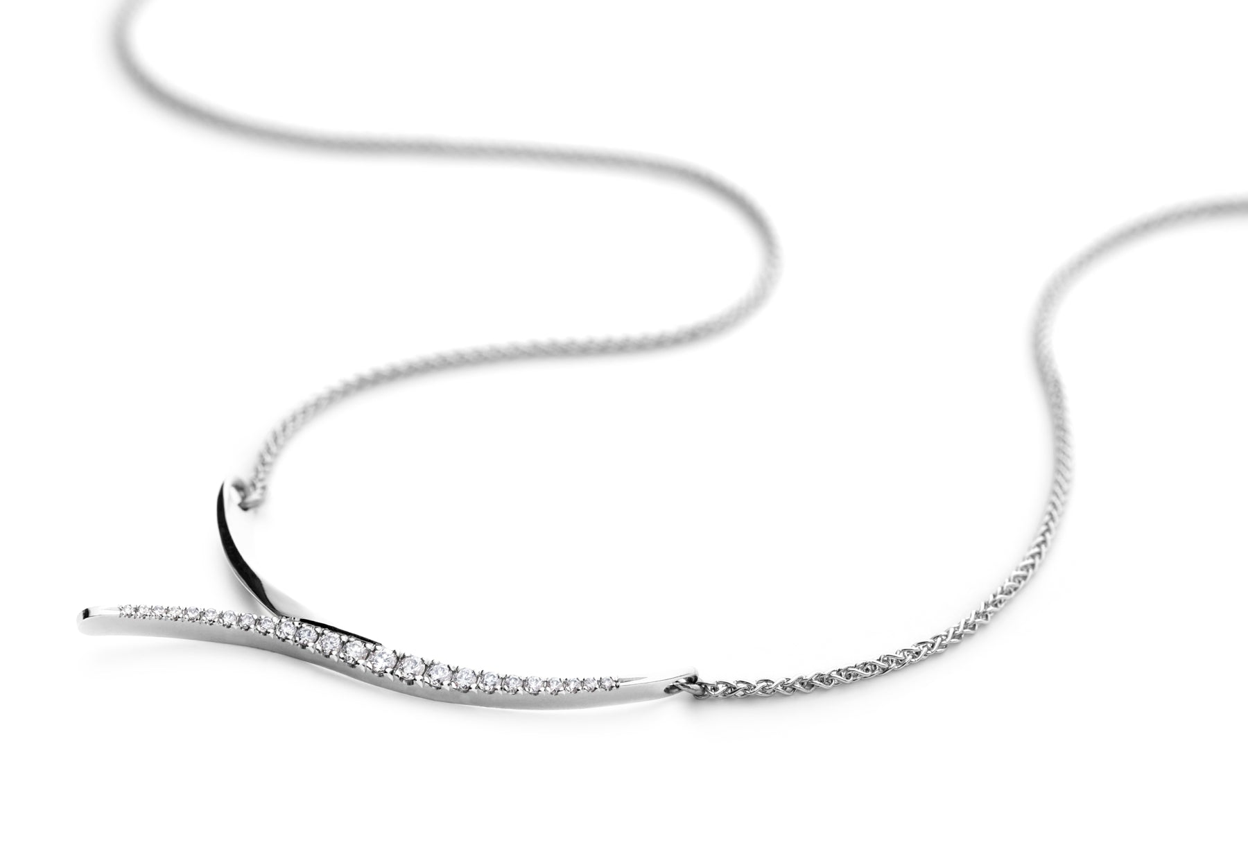 Serif white gold and diamond pendant